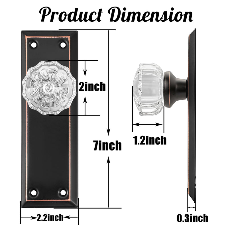 Single-Side Glass Dummy Door Knobs, Inactive Door Knobs for Closet, Antique Bifold Door Knobs Replacement, Crystal Dummy Door Handles, Oil Rubbed Bronze, 2 Pack Dummy(2 Pack)