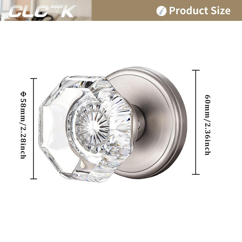 4 Pack Glass Dummy Door Knobs, Single Side Dummy Door Knob Set, Brushed Nickel Dummy 4 Pack Satin Nickel