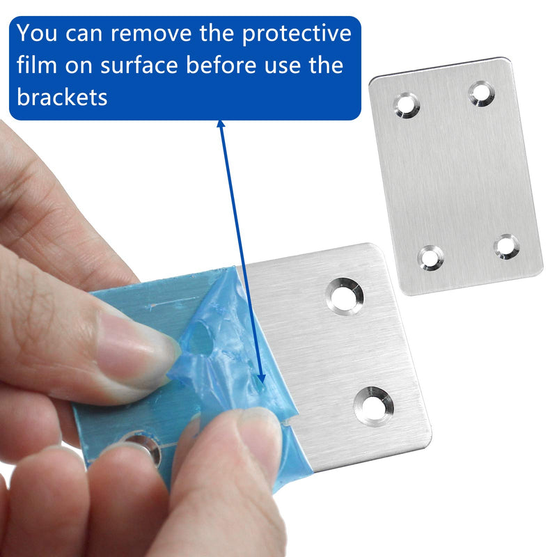 BokWin 12Pcs Flat Straight Mending Plates, 2.4" x 1.5" Mounting Bracket Plate, 0.05" Thickness Stainless Steel Straight Corner Brackets, Heavy Duty Flat Corner Brace for Furniture Repair with Screws 60x38mm/2.4"x1.5" (Silver) 12