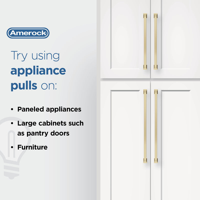 Amerock | Appliance Pull | Satin Nickel | 8 inch (203 mm) Center to Center | Mulholland | 1 Pack | Drawer Pull | Drawer Handle | Cabinet Hardware 8 in (203 mm) Center-to-Center