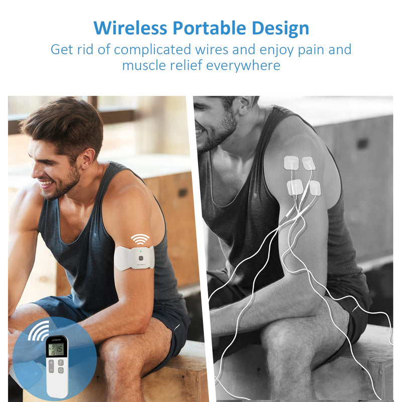 Comfytemp Wireless TENS Unit Muscle Stimulator for Pain Relief Therapy, FSA HSA Eligible Rechargeable TENS Machine for Pain Management, Portable TENS Device for Back, Shoulder, Cramps Pain Relief
