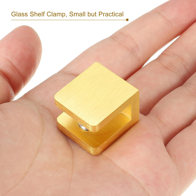 Uxcell Brass Glass Shelf Clamp - 10Pcs Adjustable Bracket Support Holder for 5-8mm Thick Glass, Gold