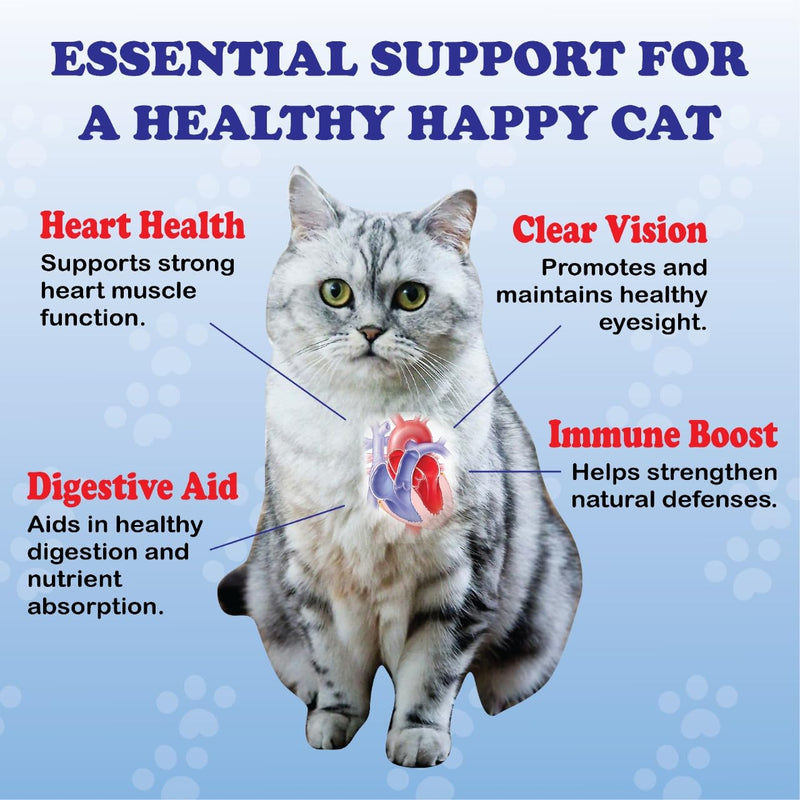 Taurine for Cats, Pure Taurine Supplement for Cats, Supports Vitality & Coat Health, Easy to Mix in Food, with Dosing Spoon, 200 Grams