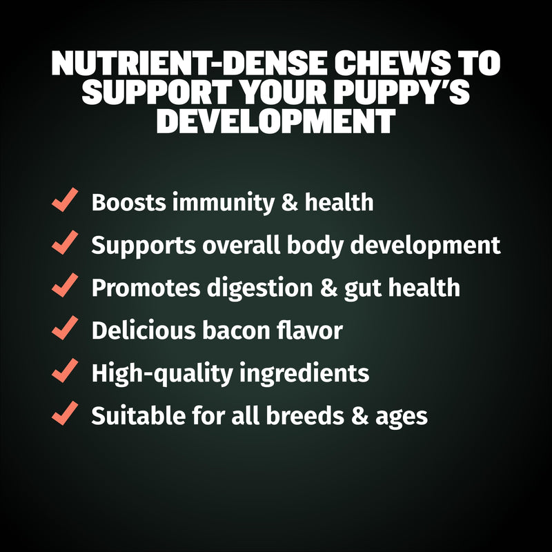 Bully Max Vitality Dog Chews and Puppy Soft Chews Bundle for Total Support with Daily Vitamins for Puppies and Adult Dogs – Including Immune, Joint, Skin, Coat, Digestion, and Development Support