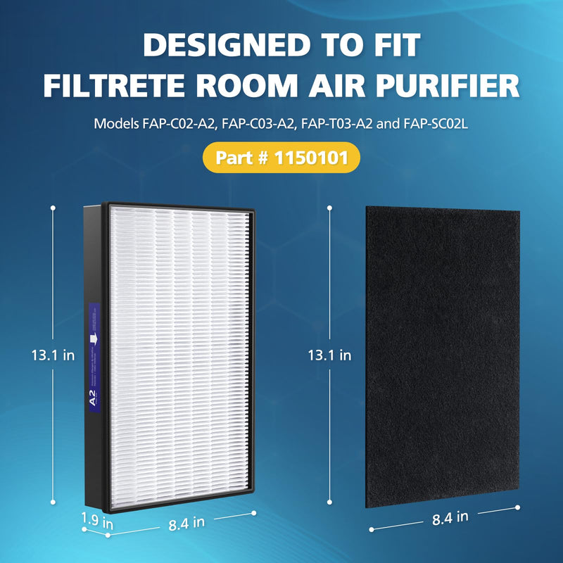 2+2 Pack A2 Replacement Filter For 3M Filtrete Room Air Purifier