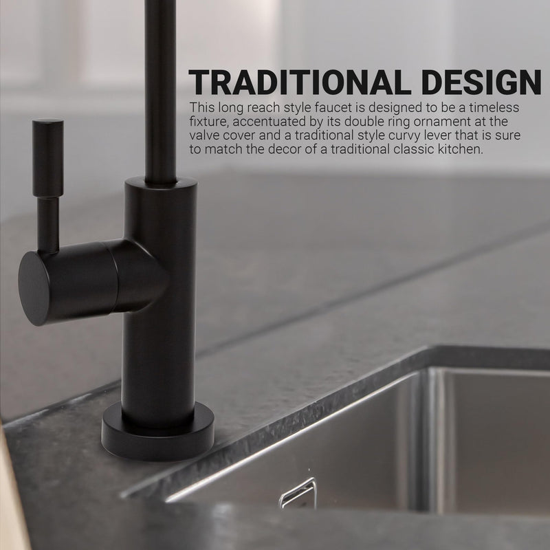 Metpure Non-airgap NSF Certified RO Faucet Reverse Osmosis Drinking Water Filtration System Water Dispenser Spout (Matte Black). Large Euro Style with Faucet Wrench.