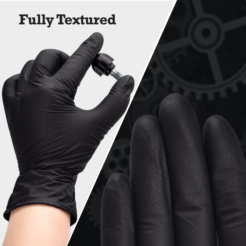 TitanFlex Heavy-Duty Black Disposable Nitrile Gloves, Box of 100, 6-mil, Fully Textured, Powder-Free, Latex-Free, Non-Sterile Large 100 Count (Box of 100)
