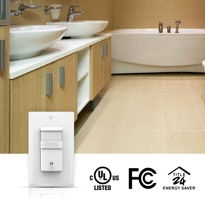 ECOELER 4Pack in-Wall PIR Motion Sensor Light Switch, Single Pole Motion Activated Switch, On/Off Override, Neutral Wire Required, Vac & OCC Mode Available, Title 24, UL Certified 4