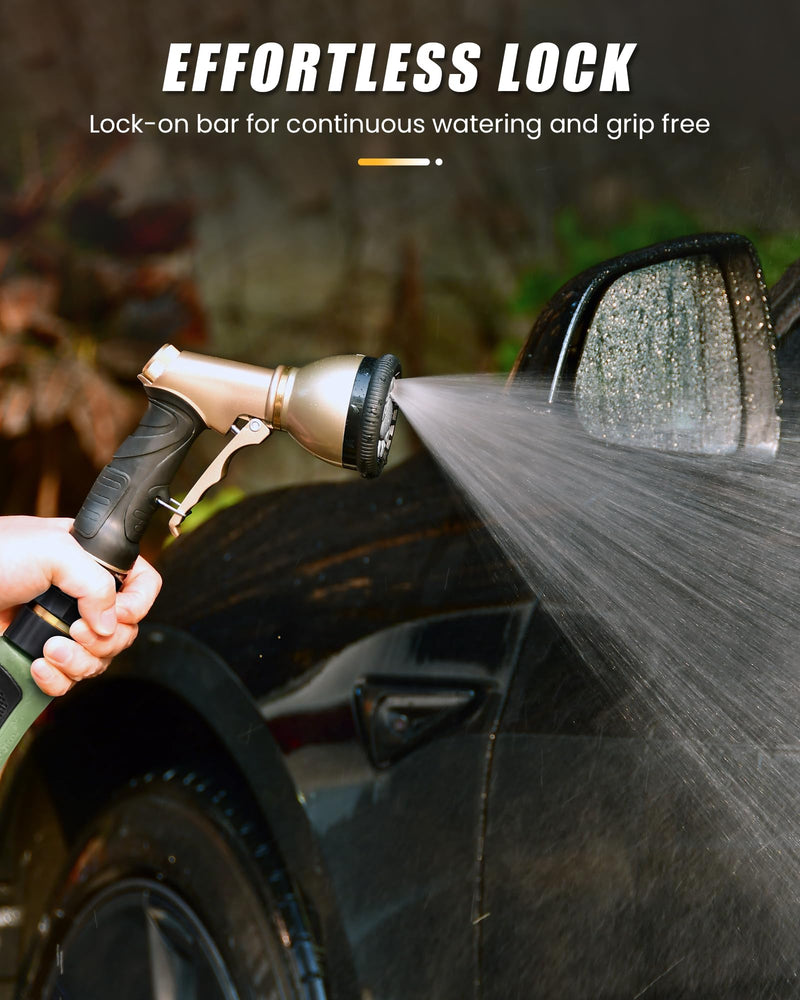 RAINPOINT Garden Hose Nozzle, 9 Spray Patterns Hose Sprayer Nozzle, Heavy Duty Metal Water Hose Nozzle, Adjustable Hand Sprayer, Watering Plants and Lawn, Pet Showering, Gray with connector