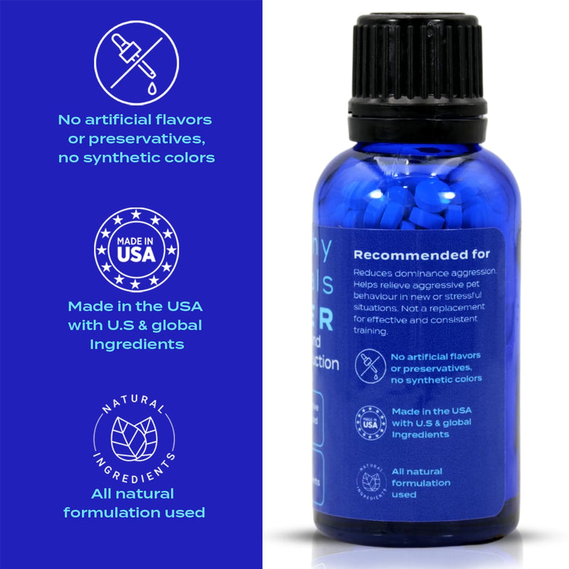 Healthy Animals 4Ever All-Natural Dog Calming Tablets for Stress and Aggressive Behavior - Help Reduce Dog Aggression/Frustration & Promote Relaxation - Homeopathic & Highly Effective - 300 Tablets - PawsPlanet Australia