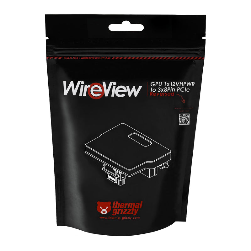 Thermal Grizzly WireView GPU - 1x 12VHPWR to 3x8Pin PCIe Reversed - GPU Power Consumption Measuring Device - PCIe Power Connector - Real Time Direct Monitoring - Made in Germany H1R