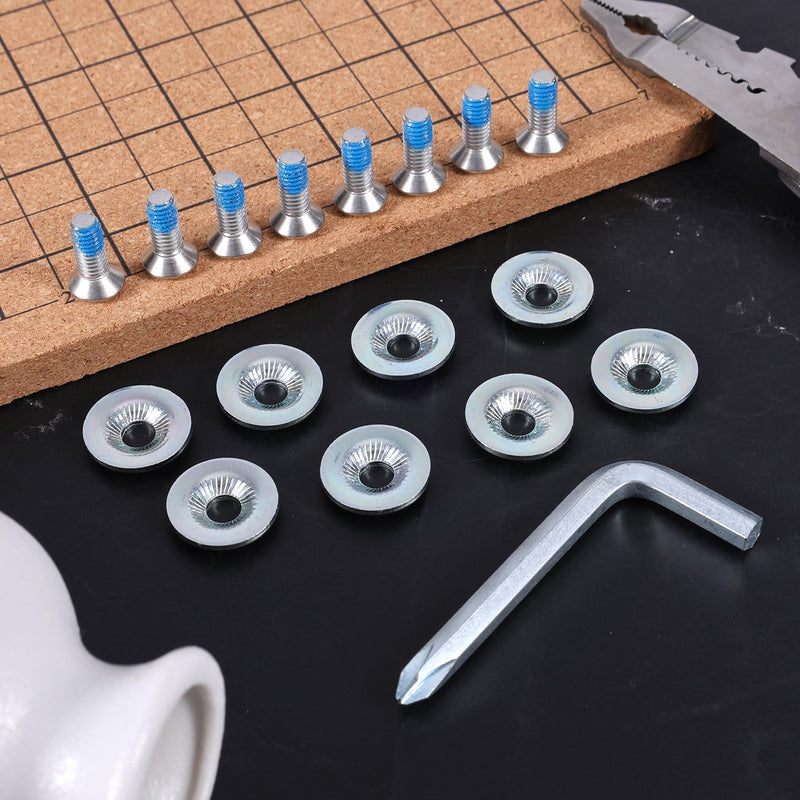 16pcs Snowboard Binding Screw Set, Including Stainless Steel Ski Mounting Screws & Anti-Slip Washers with Screwdriver for Snowboard Binding Accessories 16