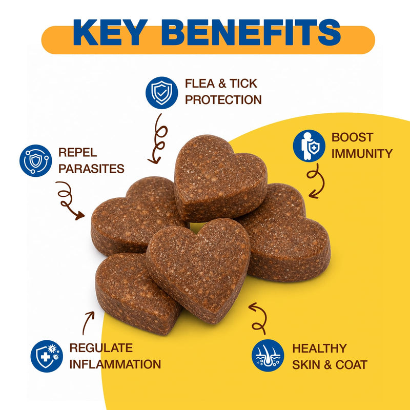 Natural Flea and Tick Prevention for Dogs Chewables, 180 Soft Chews Dog Flea and Tick Treatment, Oral Flea Chews for Dogs, Skin & Coat Support Supplement 180 chews