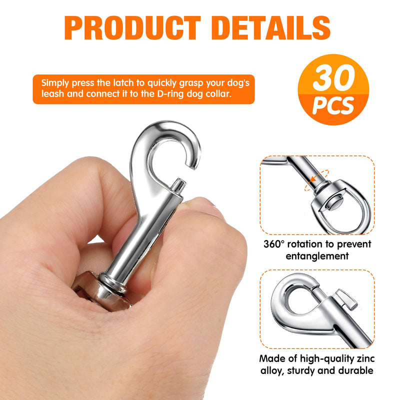 Therwen Swivel Snap Hooks for Dog Leash Heavy Duty 2.76 Inch Flag Hooks Clasp Single Ended Clip Hooks Multipurpose Bolt Snap for Keychain Camera Strap Linking Pet Leash (30) 30