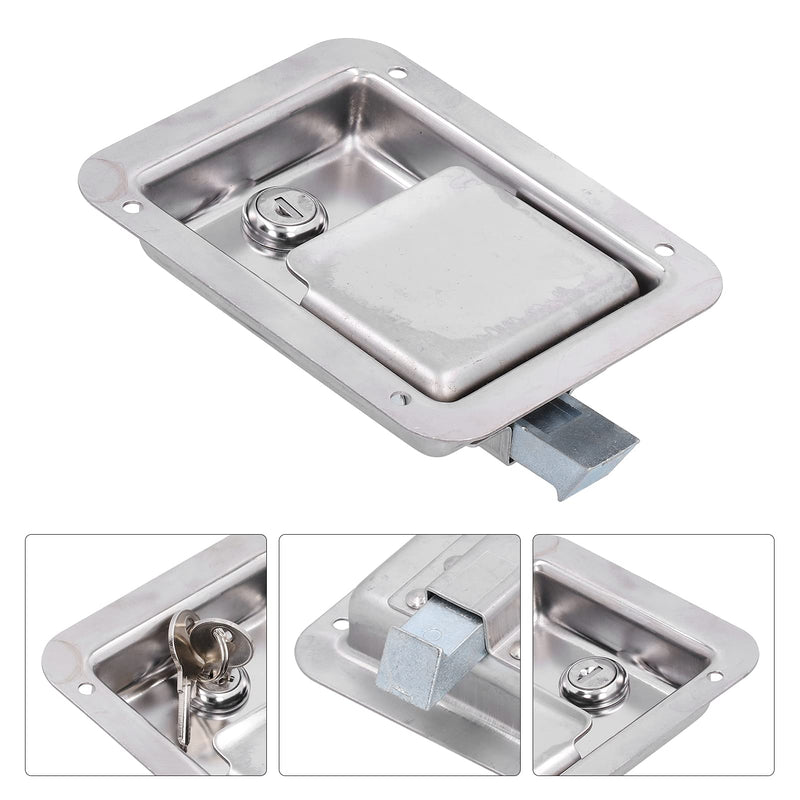 Yctze RVs Gate Latches Flush Mount Paddle Door Latch Weatherproof 304 Stainless Steel Toolbox Lock with 2 Keys for RVs Trailers