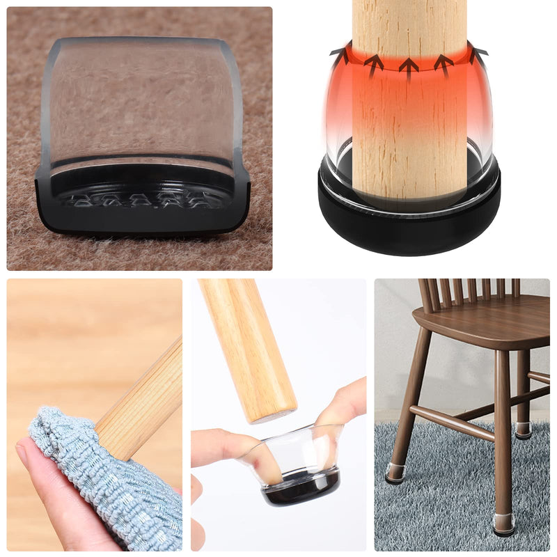 Chair Sliders for Carpeted Floors,16Pcs Chair Glides Square Furniture Sliders Carpet,Teflon Table Leg Protectors Sliders for Carpet,Make Furniture Glides Move Easy(Fit 1.1-1.4", Clear) Square-clear 1.1 - 1.4"