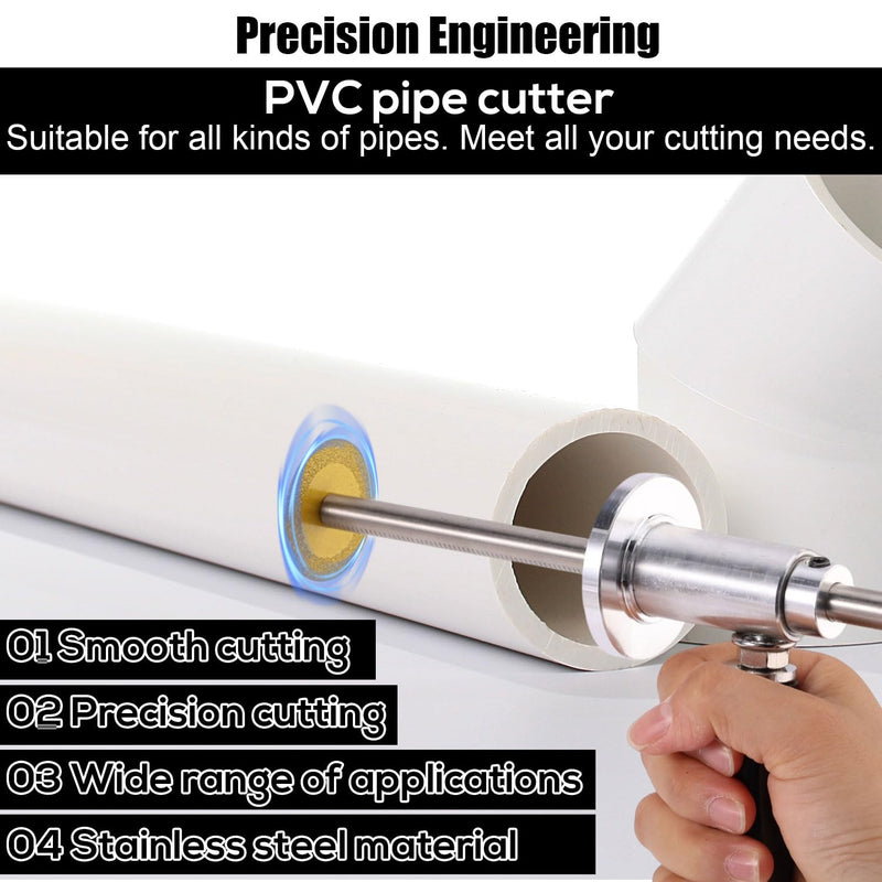Inside Pipe Cutter, Stainless Steel Plumbing Internal Plastic Hose Cutting Tool with Grit Cutting Wheel & Handle 7" Adjustable Cut Depth Fit for 1.5-8" PVC Pipes