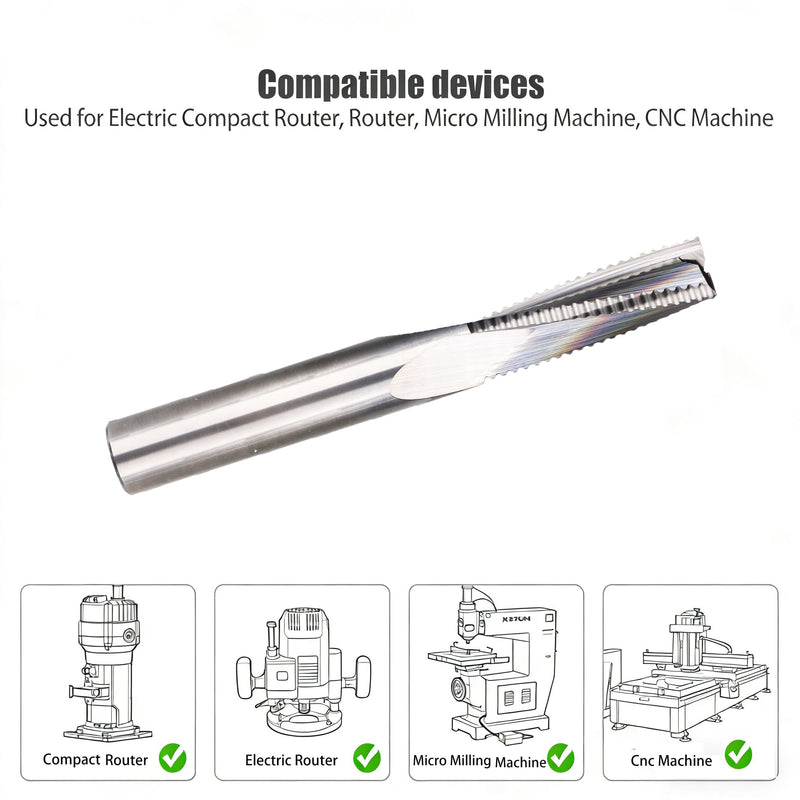Ruhi ULH310 3 Flutes Low Helix Roughing Spiral Router Bit Up Cut CNC end Mill for Wood Carving Engraving 3/8" x 1-1/4"x 3" Shank 3/8" 1pc 3/8D*1-1/4CL*3OL upcut