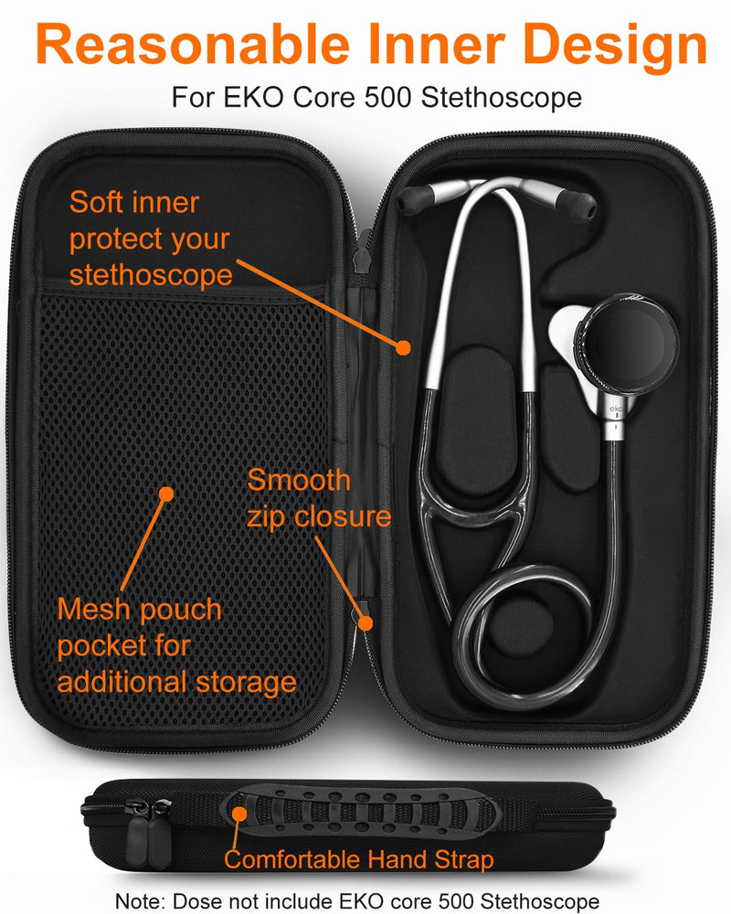 Hard Stethoscope Case for EKO CORE 500 Digital Stethoscope, Compact & Portable Storage Case, Carrying Case Only