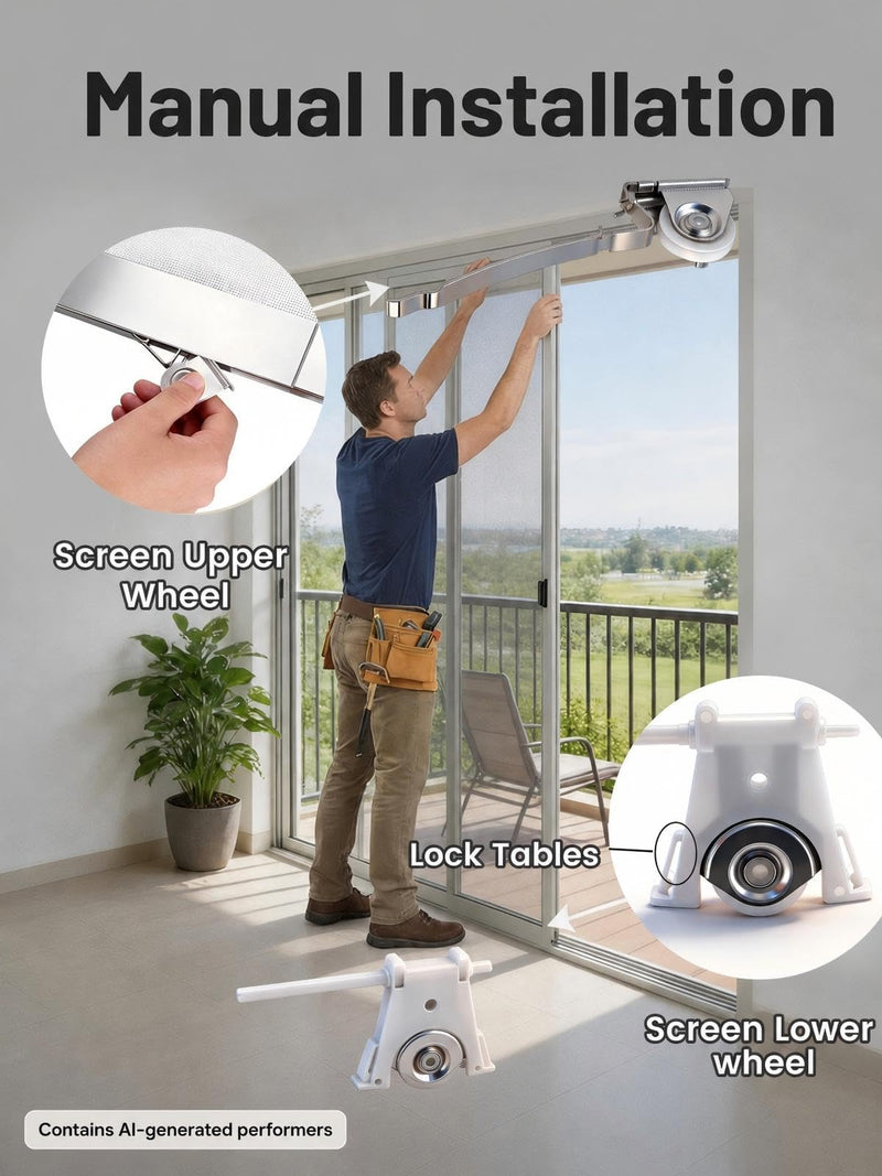 Sliding Screen Door Rollers for Andersen Storm Door Parts, 2 Pair Upper + Lower Roller Replacement, Fit #1997063 & #1997310 (1991 to P), 1-1/4" Nylon Concaved Wheels, Edge Adjustable