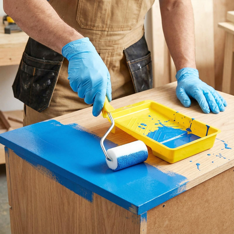 LemonRoad 20 Pieces Paint Brush and Roller Set, Cabinet Furniture Painting Supplies, Sponge, Tray Liner, Nitrile Gloves, Polish Sponge Block, Mixing Sticks and Cups, Tools to Finish All in One Paint