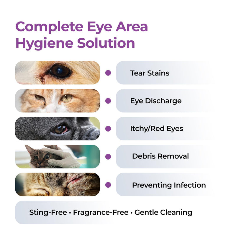 Dog and Cat Eye Wash Cleaner Eye Drops for Dogs and Cats to Flush and Soothe Eye Irritations, Dog Tear Stain Cleaner, Safe for All Animals. 3.38 Ounces
