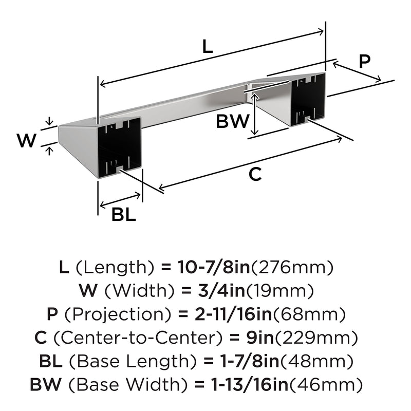 Amerock Blackrock Chrome 9 inch (229 mm) Center-to-Center Towel Bar, BH3600526 9 Inch (229 mm)