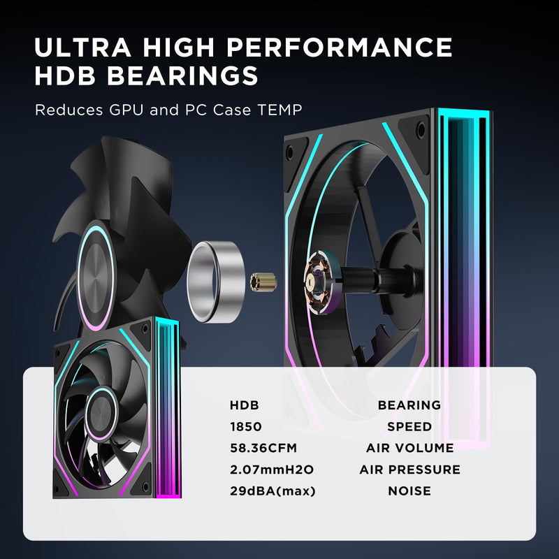 Prism4RS Ultra X3 120mm PC ARGB Computer Case Fans|Infinity Mirror|Daisy-Chain|4 PIN PWM 1850RPM(Black Reverse_Triple Pack) Black Reverse_3 Pack