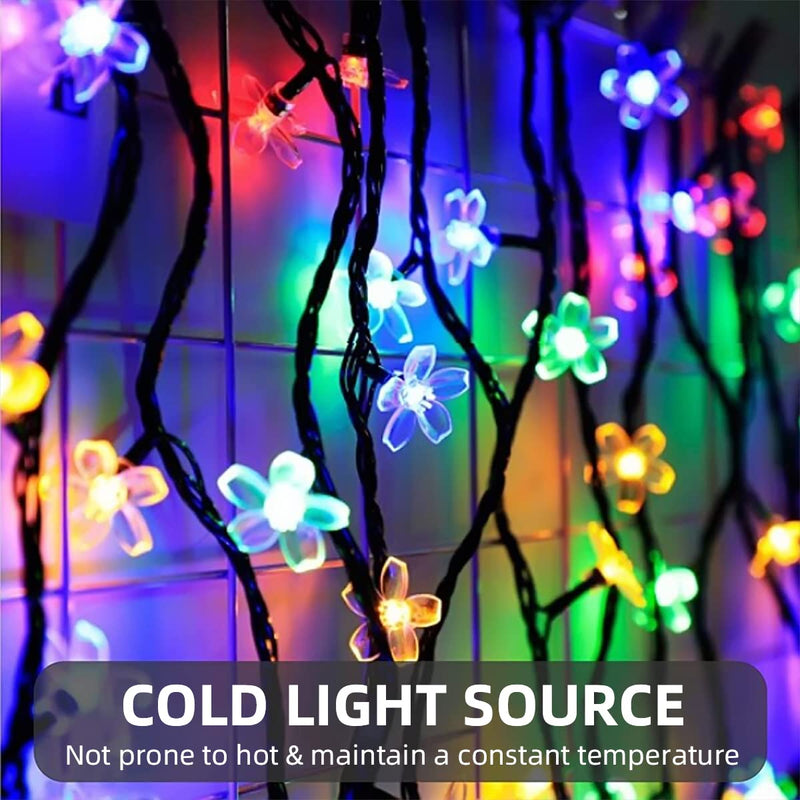 ITICdecor Solar String Flower Lights Outdoor Waterproof 50 LED Fairy Light Decorations for Garden Fence Patio Yard Christmas Tree, Lawn, Party (Multi-Colored) Multicolor