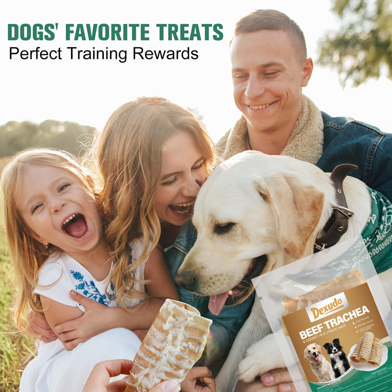 6 Inch Beef Trachea Dog Chews (6pcs - 8oz)-Trachea Dog Treats,Digestible and Safe Chews for Dogs - Natural High Protein for Medium & Large Dogs,Teeth Grinding & Cleaning, Supports Dental Health 0.5 Ounce (Pack of 6)