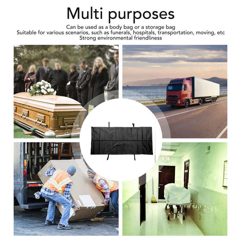 Emergency Cadaver Body Bag with Reinforced Handle, Waterproof Tear Resistant Black Oxford Cloth for Funerals, Hospitals, Transportation (150 * 60CM)