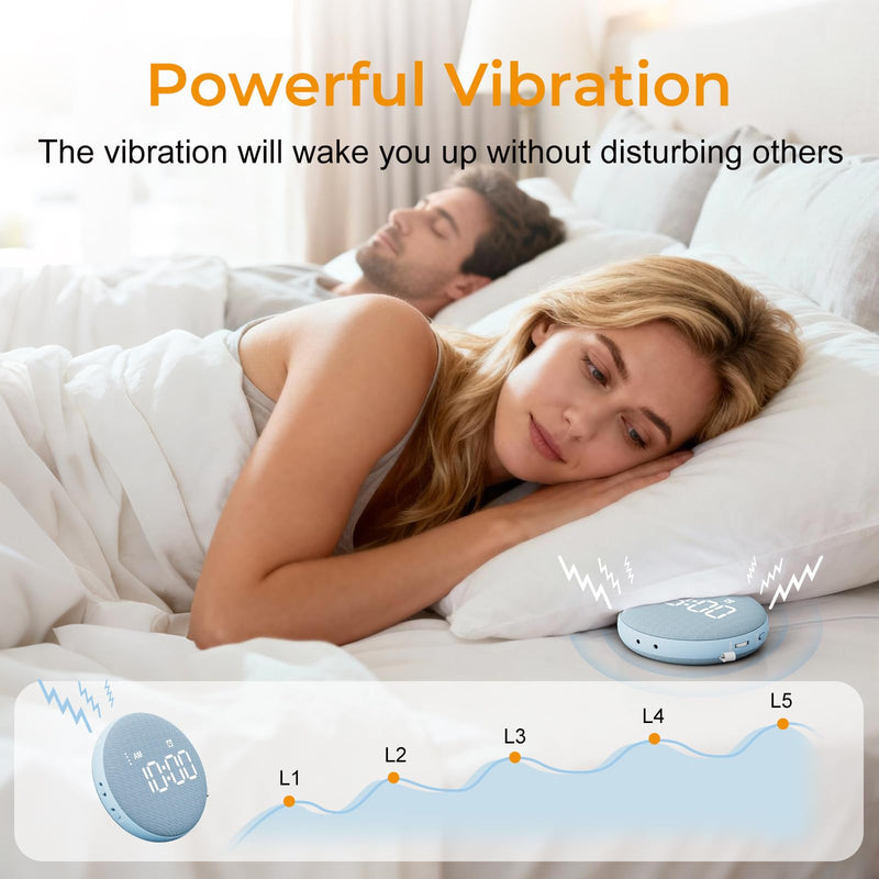 Gianna 110dB Loud Alarm Clock for Heavy Sleepers - Vibrating Alarm Clock, 3 Wake Modes, Auto-Dimming, Rechargeable Battery Operated Bed Shaker for Bedroom and Travel