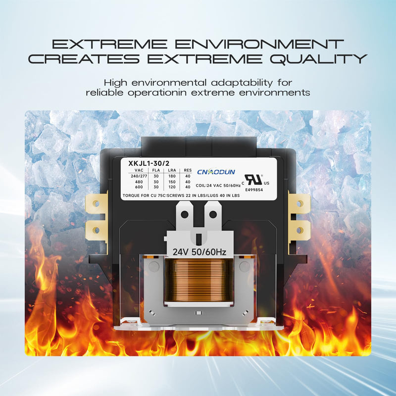 HVAC Contactor Air Conditioner Contactor 2 Pole 30 Amp 24V Coil Compatible with Condenser,Compressor,Air Conditioner,Refrigeration Systems,Heat Pump 2P 30A 24V