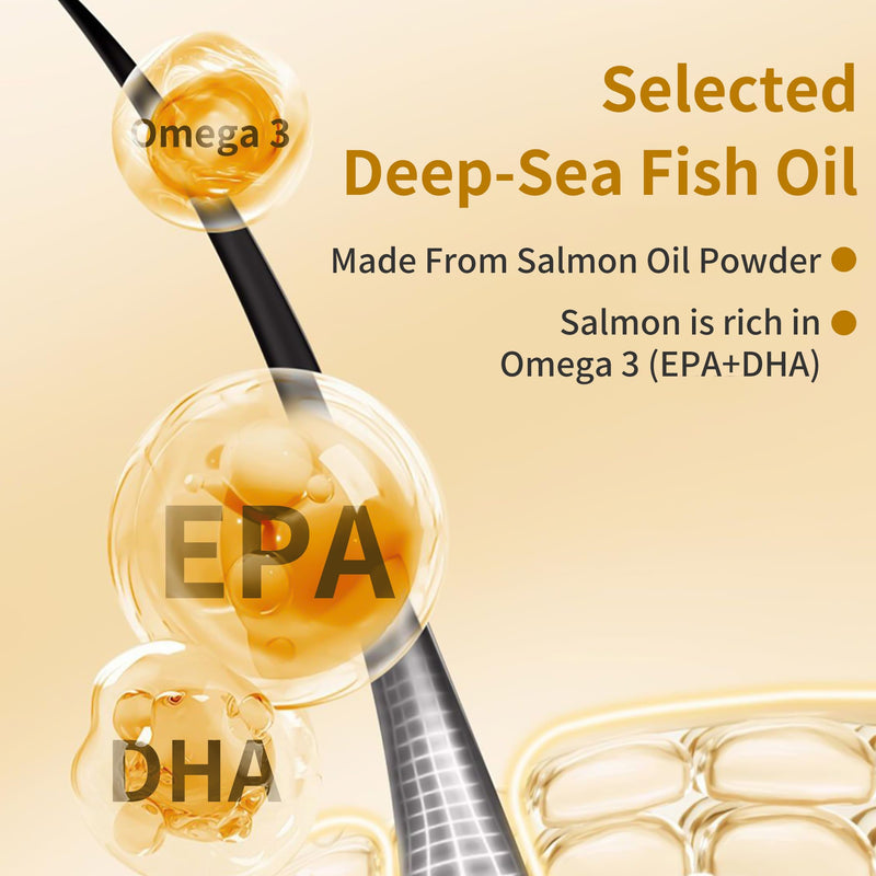 Dog Fish Oil Supplements, 200 Tablets, with Salmon Oil, Vitamins A, D3, E, Support Shiny Coat, Itching and Dry Skin, Reduce Shedding, Support Heart Health (1 Bottle) 1 Bottle (200pcs in total)