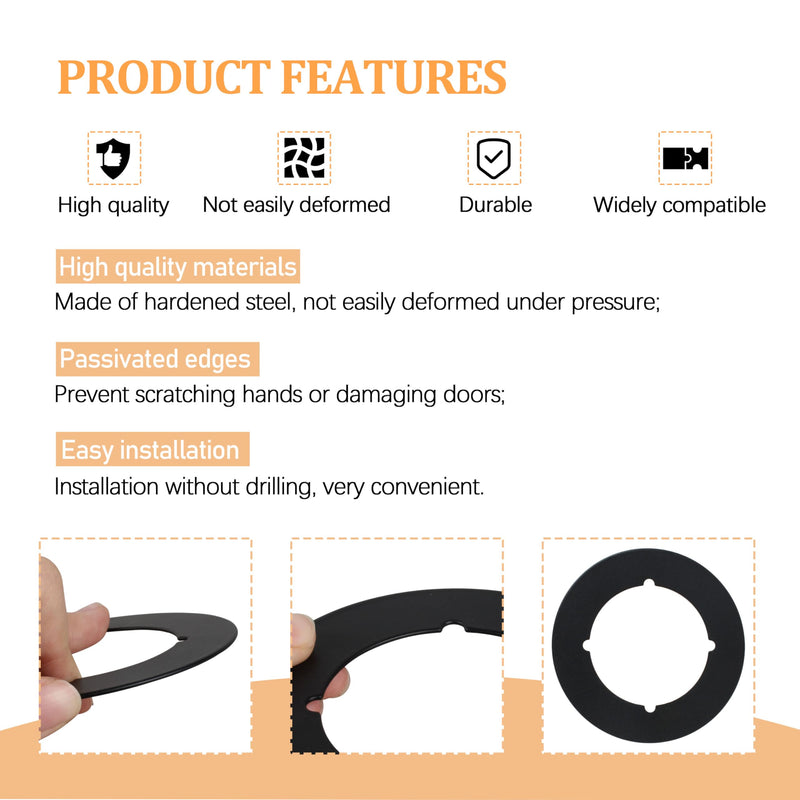 Scar Plate for Door Knob Circle,Door Knob Reinforcement Plate Black,Fits Under Existing Lock Set to Cover Up The Damaged Door(Set of 4 Door Knob Plates)
