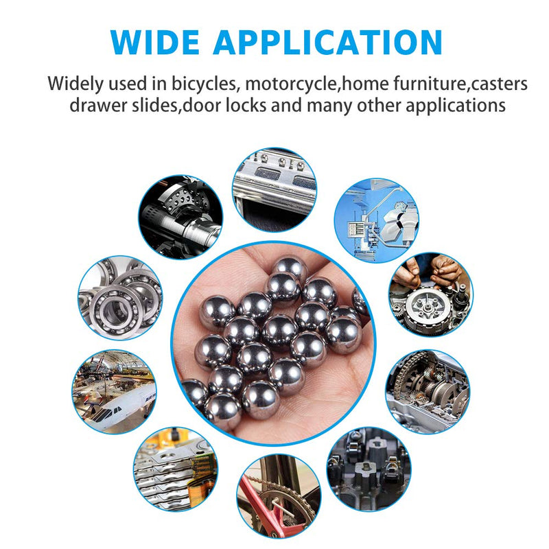 490Pcs 3/32"-1/2" Precision Chrome Steel Assorted Loose Bicycle Bearing Steel Ball Assortment Kit(8 Sizes 490Metric) 490