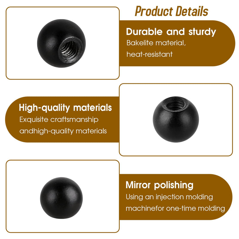 20Pcs M4 Thread Cap Nuts Knob Light Fixture Screws Decorative Screw Caps Steel Ball Lamp Decoration Screw Caps Nut Cover for Furniture Lighting, Black