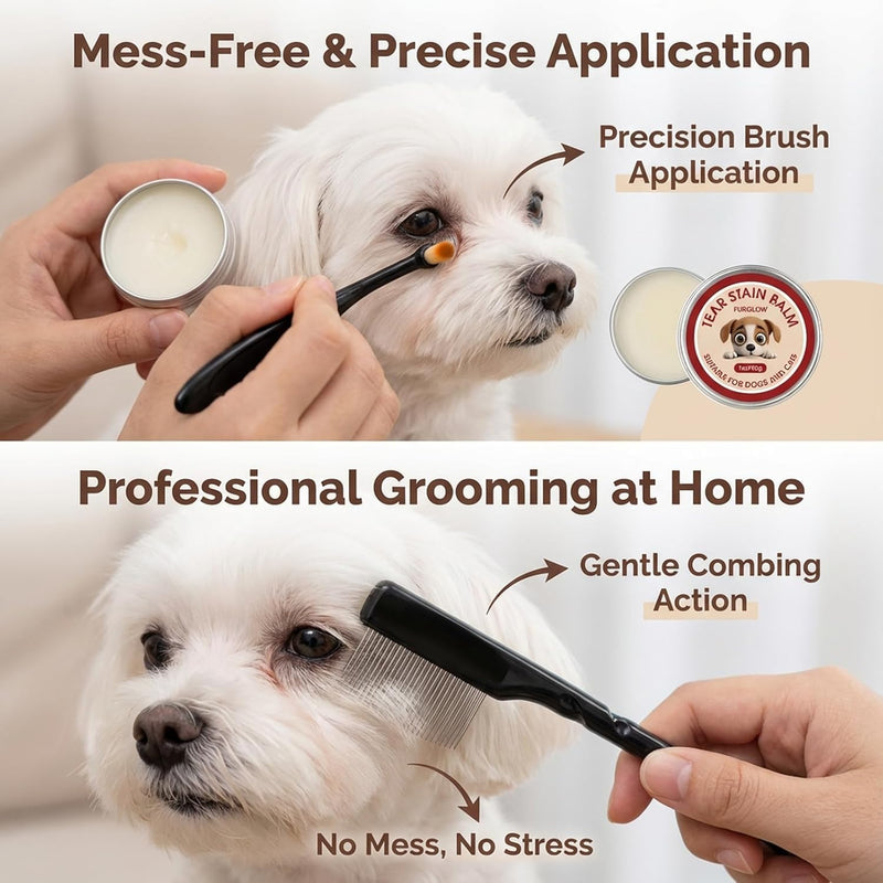 Angel Eyes Tear Stain Remover for Dogs, Tear Stain Remover Balm for Dogs & Cats with Pro Powder Brush – Natural Safe Gently Removes Eye Gunk & Stains – Great for White Dogs, Daily Eye Cleaning (2 PCS) 2