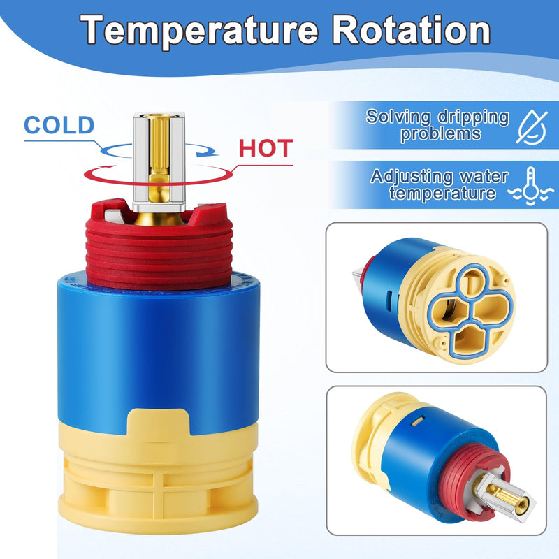 JL02BJ HL-40 Ceramic Pressure Balance Shower Cartridge,40mm Shower Faucet Cartridge Replacement,for Tub and Shower Valves