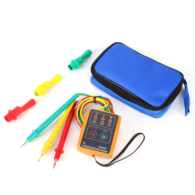 Oumefar 3 Phase 60V to 600V AC Sequence Order Presence Rotation Checker Indicator Detector Meter 20Hz to 400Hz with LED and Buzzer Tester Phase Indicator