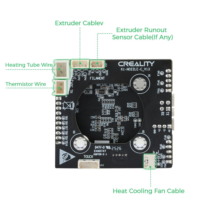 Creality K1 Series Hotend Adapter Board T9_GD32F303CBT6 NOZZLE-C-V13 HQPCB-2 Original K1C PCBA Breakout Module K1 Max Nozzle Kit Adapter Board OEM Toolhead PCB Circuit Board for K1/K1 Max/K1C/K1 SE K1 Series 2024