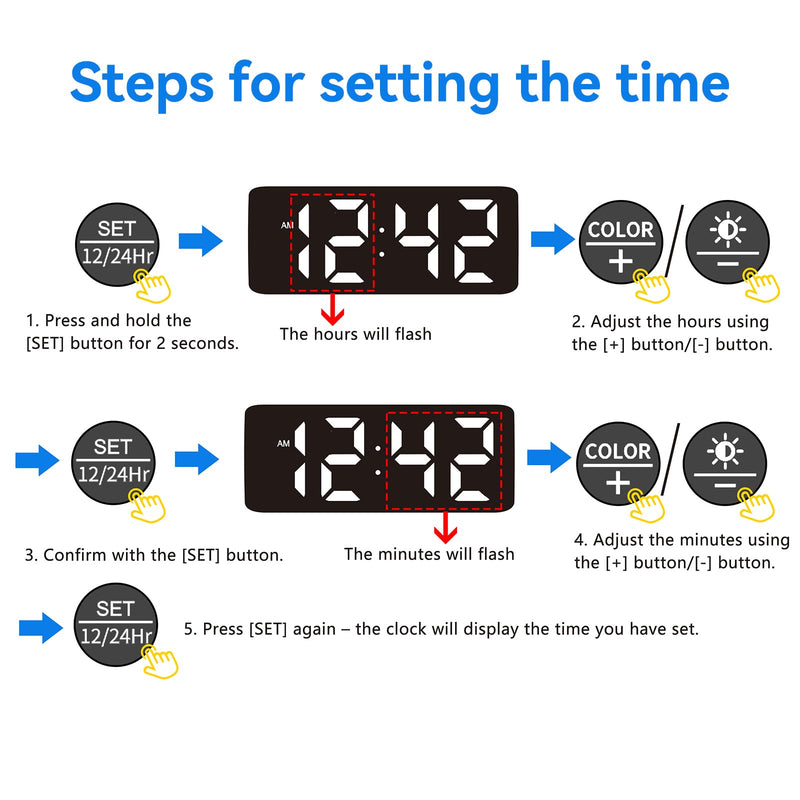 Netzu Loud Alarm Clock for Heavy Sleepers, Plug-in RGB Vibrating Alarm Clocks with Bed Shaker, 5 Dimmers, 2 Alarms and Snooze for Bedrooms Hearing Impaired Deaf Adults (Black) Black