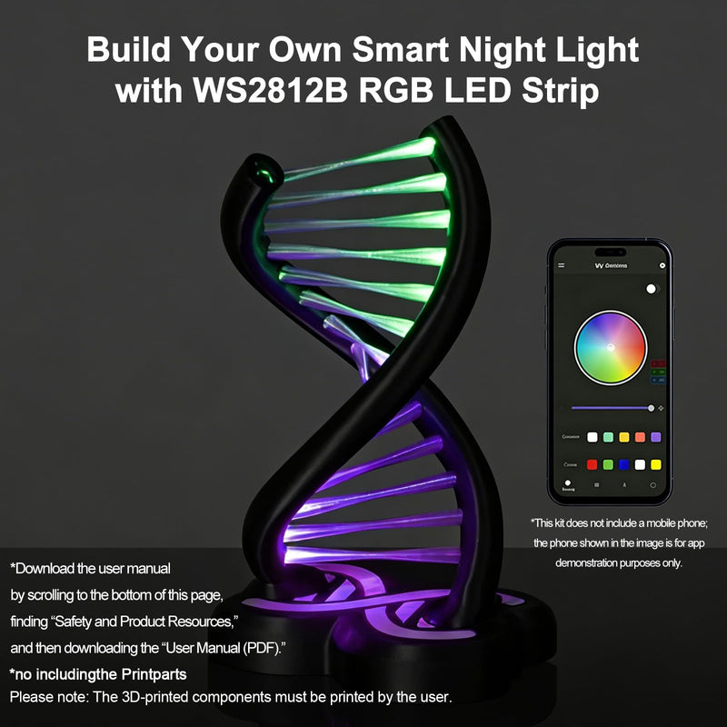 LED Light Box Kit for 3D Printed Light, RGB LED Strip Lights for Bambu Lab 3D Printer WS2812B, Smart App Control Small Lamp for MakerWorld DIY Models, USB 5V (5M/16.4FT & 3Pack APP Control) 5M/3PCS APP Control