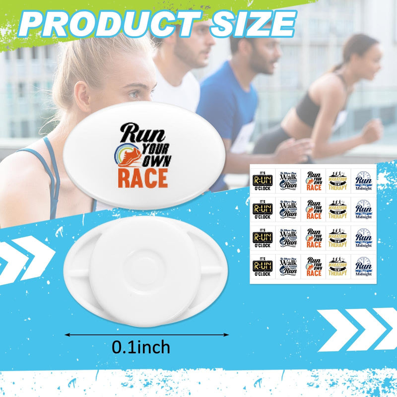 20 Pcs Running Bib Clips with 20 DIY Stickers Bib Snaps for Runners Number Buckle Fixing Safety Lock Race Clips Marathon Number Holder Triathlon Race Bib Holder for Field Event (Sporty) Sporty