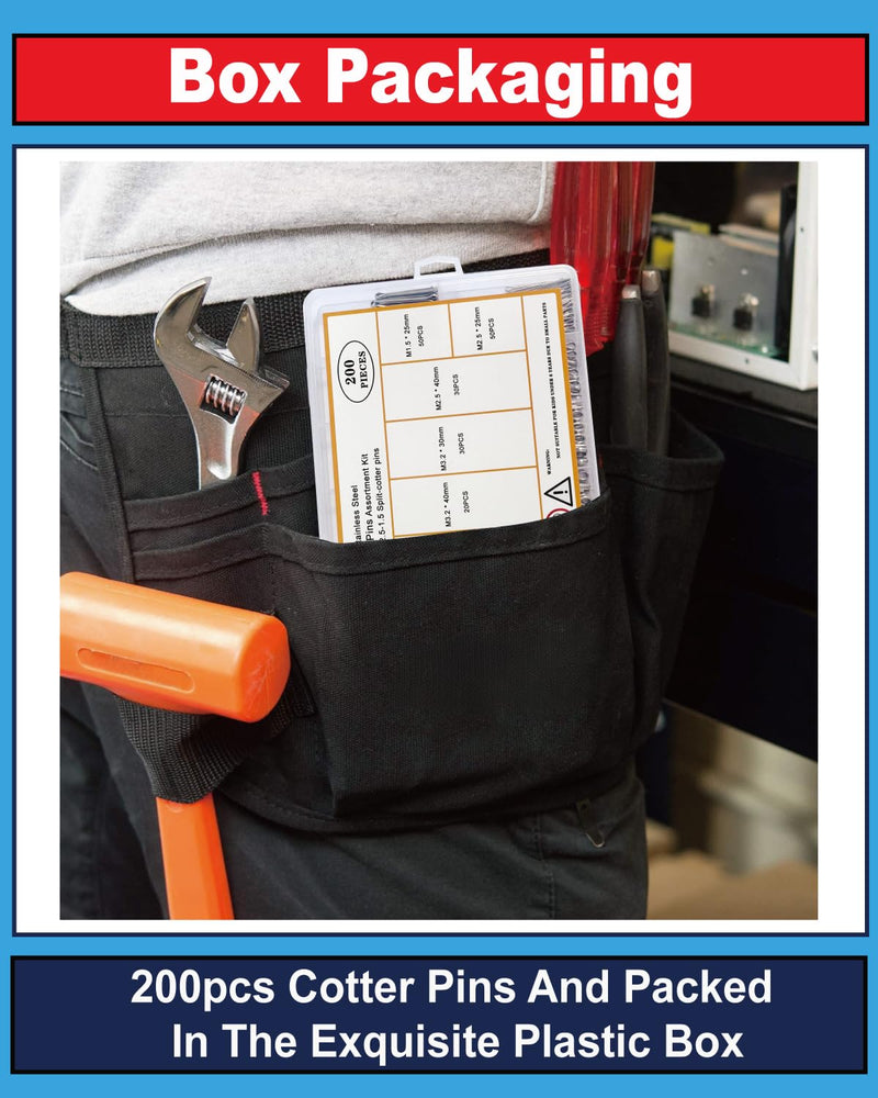 290 Pcs Cotter Pins - 24 Sizes Cotter Pin Assortment Kit Hardware Pins 304 Stainless Cotter Pins Small Cotter Pins Carter Pins Kit Used for Automotive, Trailer Hitch,Lawn Mower 290pcs-Assortment kit