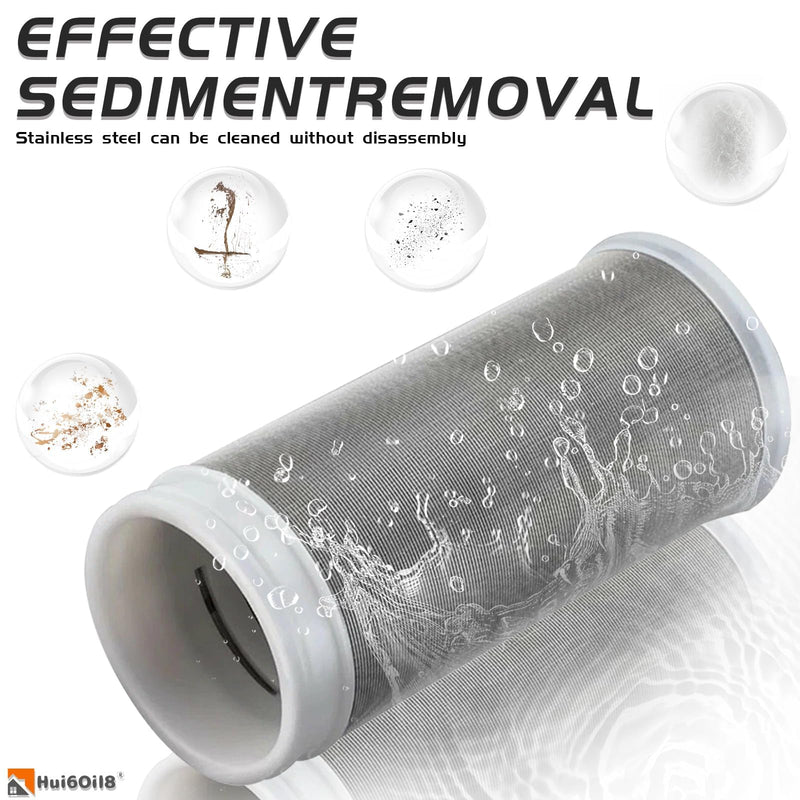 Reusable Inline Sediment Water Filter - 40 Micron Solid Brass Pre-Filter for Washing Machine, RV, Shower & Garden Hose - Explosion-Proof Clear Housing with 1/2" NPT & 3/4" GHT Adapters