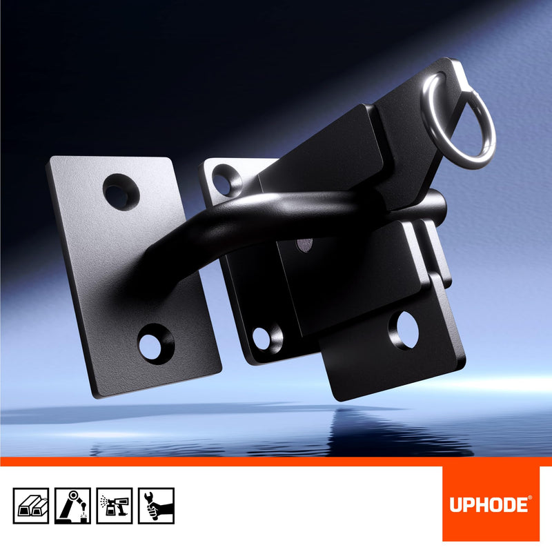 Heavy Duty Self Locking Fence Gate Lock Latch Stainless Steel, Wooden Post Mount Gate Door Latch Matte Black 1Pack