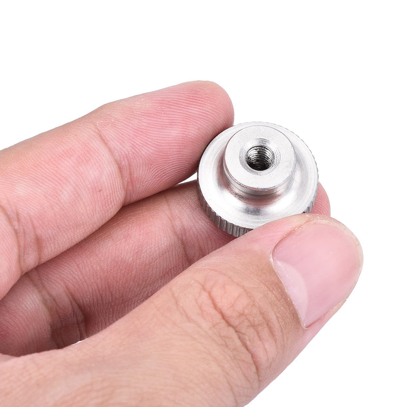 uxcell M5-0.8 Knurled Thumb Nuts, 10Pcs 304 Stainless Steel High Head Female Threaded Round Grip Knob Locking Nuts Fasteners Nuts, Silver 10