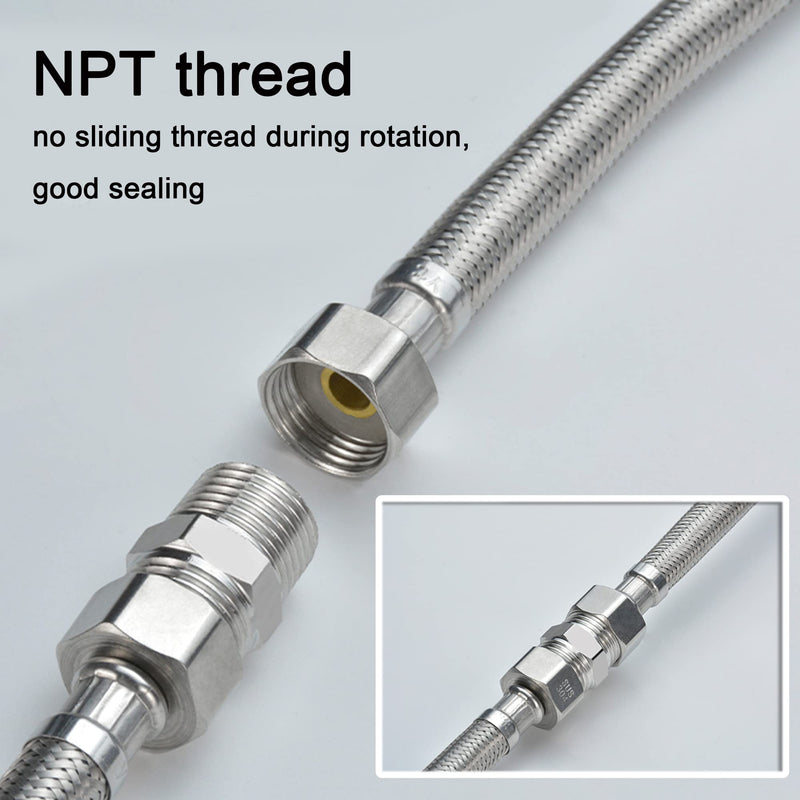 4PCS Hex Nipple 1/2" Male x 1/2" Male Pipe Fittings, 304 Stainless Steel 1/2 inch NPT Male Threaded Pipe Adapter Fittings Equal Nipples Connectors, Male Straight Connector Pipe Fitting 0.5 Inch