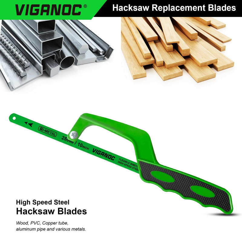 10" Hacksaw Replacement Blades Set, Bi-Metal High Speed Steel Hack Saw Blade Sets - 18T - 24T - 32T HSS Saw Blades, 10 Pack 10pc.blades set